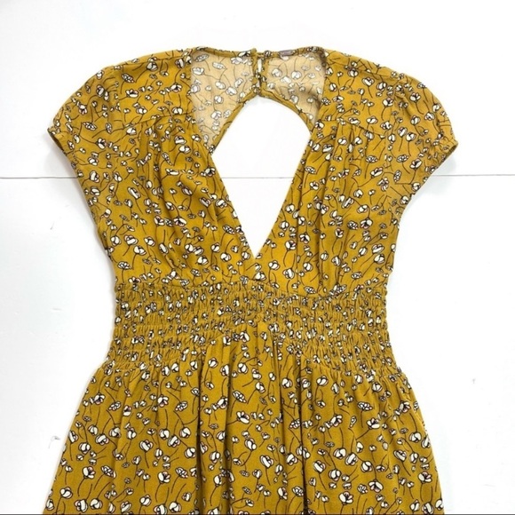 FREE People Floral Pretty Baby Mini Dress in Mustard Yellow Combo - Picture 4 of 10